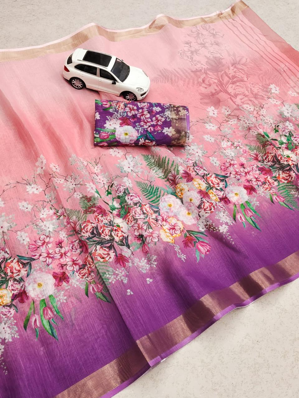 MG 356 Linen Digital Printed Sarees Wholesale Shop In Surat